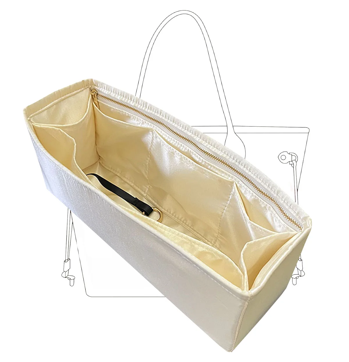 Inserto Organizer Per Borse Adatto A Borse Neverfull Mini/Pm/Mm/Gm, Organizer Per Borse In Seta Borsa Di Lusso Tote Shaper