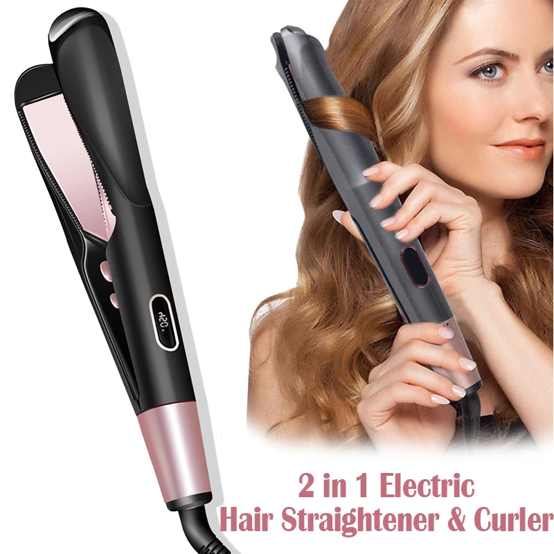 Piastra Per Capelli 2 In 1 Pro Twist E Bigodino Spirale Wave Curling Gold Titanium Flat Iron Raddrizzamento Curling Styling Tool