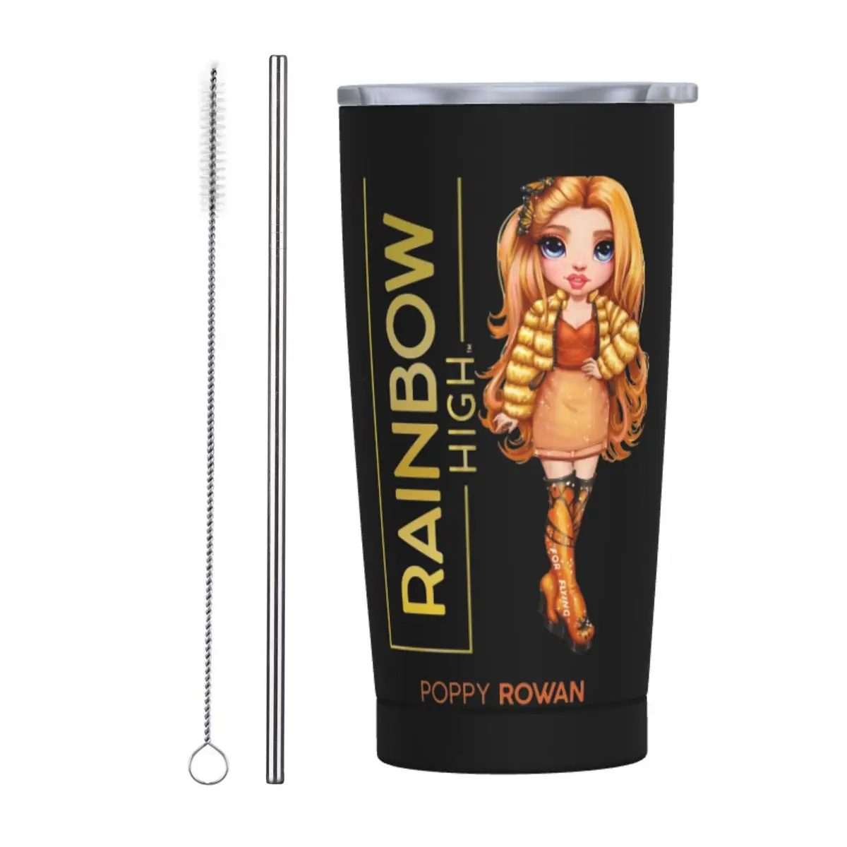 Rainbow High Poppy Rowan Bicchiere Isolato Con Cannucce Tazza Termica Sottovuoto Tazze Per Thermos A Doppia Parete, 20Oz
