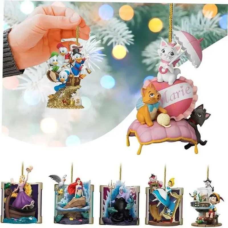 Nuovo 2D Pvc Paperino Disney Princess Cartoon Cute Christmas Tree Ciondolo Natale Halloween A Tema Acrilico Ciondolo Decorativo