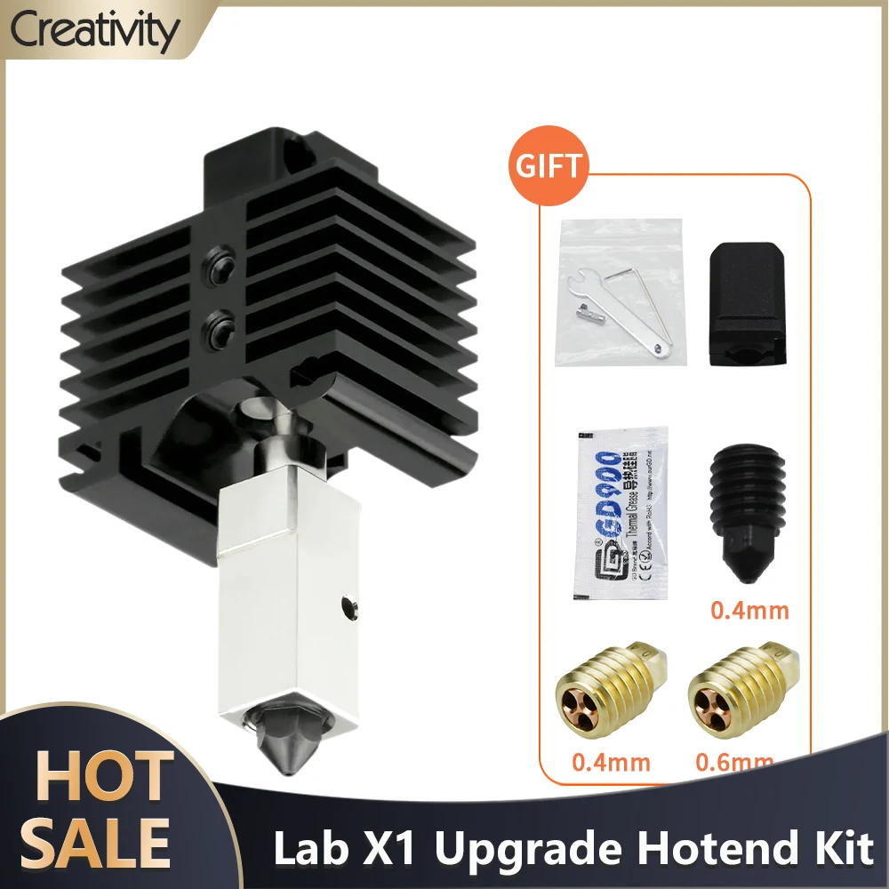 Stampante 3D Lab X1 Ugello In Acciaio Temprato Carbonio 500 ℃ Resistente All'Usura Per Stampante 3D Lab X1 Carbon X1-Carbon Combo P1P Hotend
