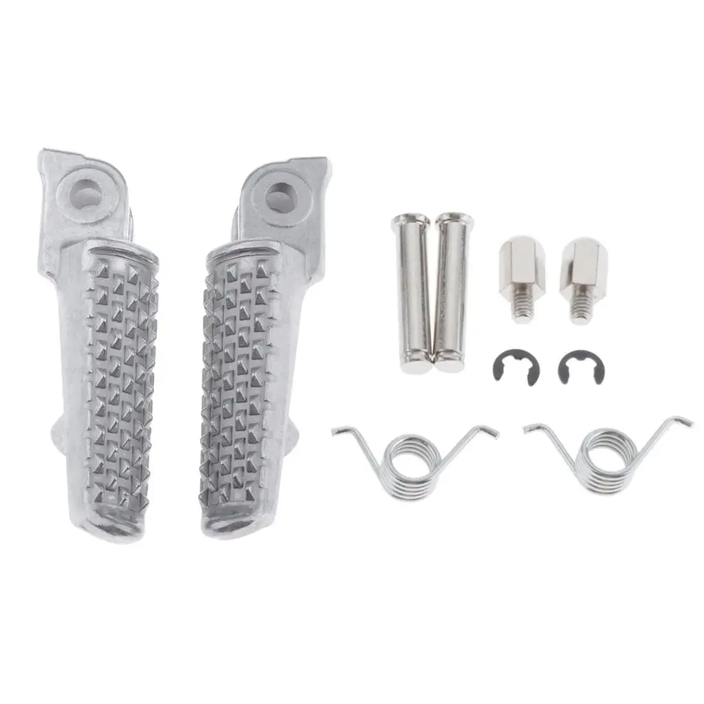 1 Pair Front Footpegs Rest Pegs Mini Pedals Fit For Honda Cbr 1000Rr 04-14 Cbr 600Rr 03-06 Cb 1000R 08-14 Motorcycles (Silver)