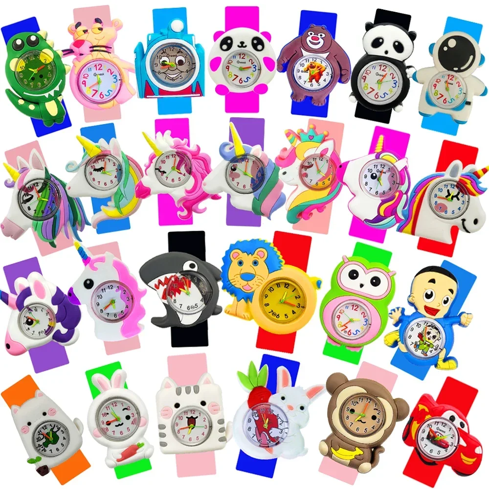 2024 New Cute Unicorn Pony Orologi Per Bambini Cartoon Cat/Monkey/Dolphin/Panda Toy Kids Slap Watches For Boys Girls Birthday Gift