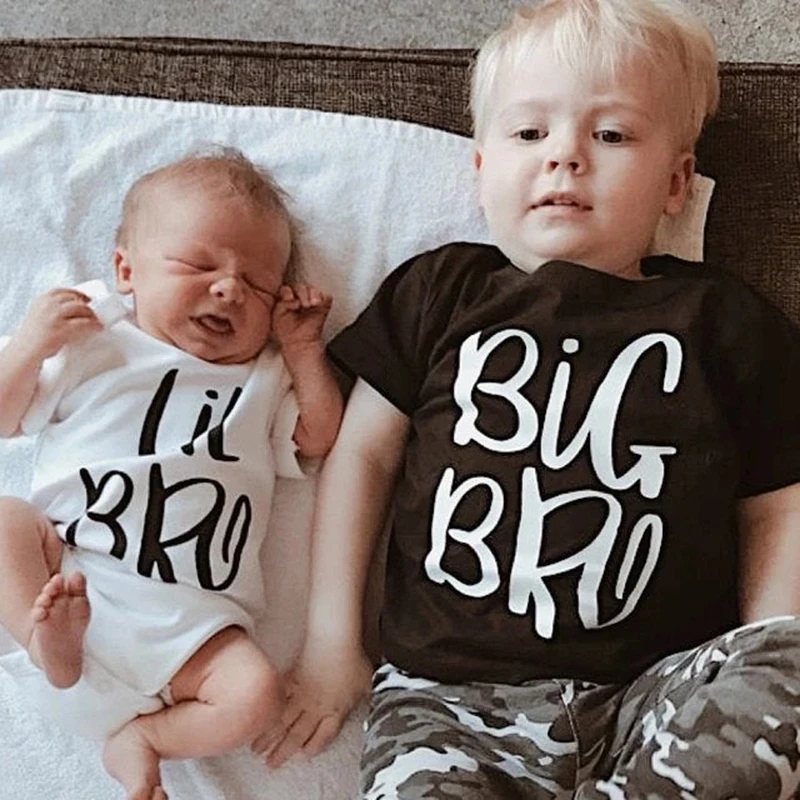 Big Bro & Lil Bro Boy Sibling Family Matching T-Shirt Neonato Toddler Pagliaccetto Big Brother Little Brother Sibling Outfits