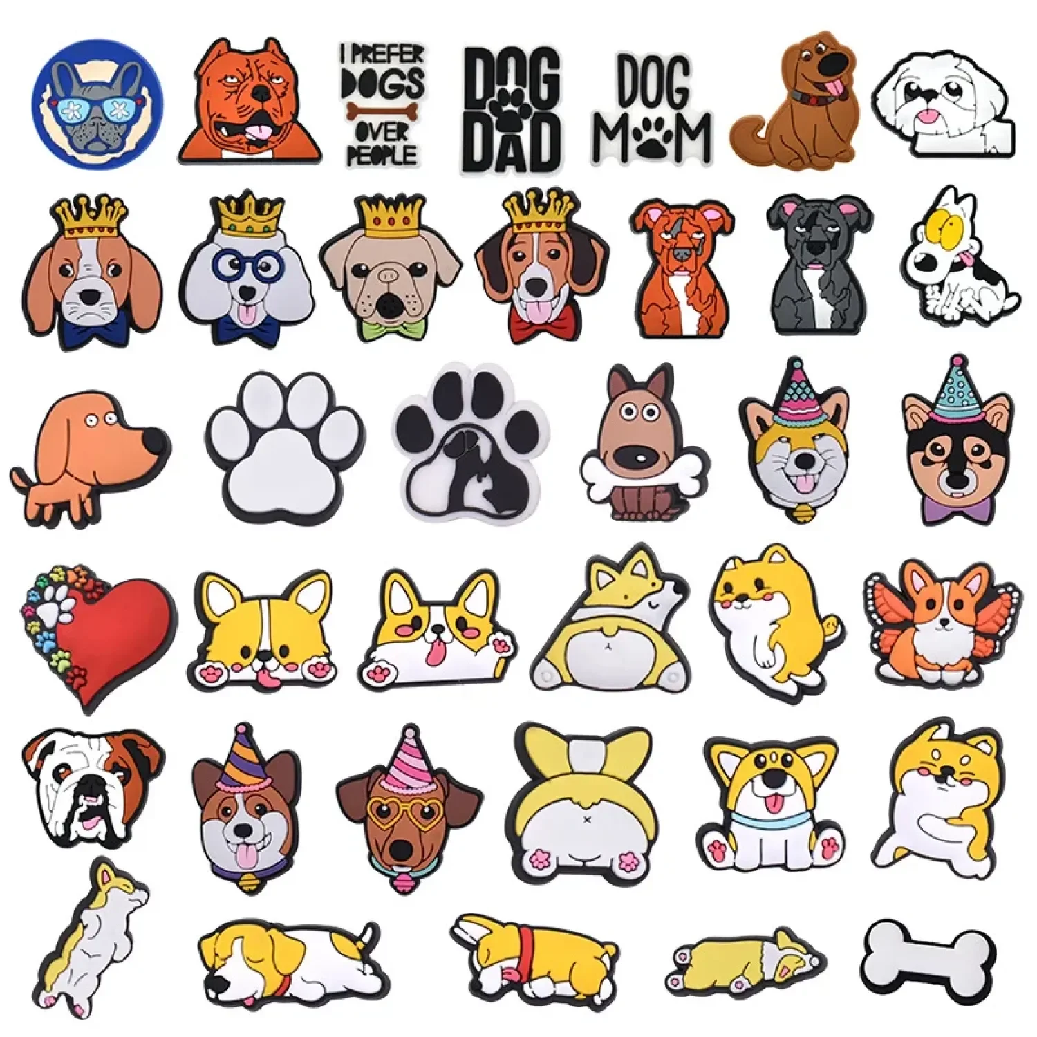 1 Pz Cute Corg Dog Shoe Charms Accessori Sneakers Scarpe Fai Da Te Decorazioni Fibbia In Pvc Per Crocs Zoccoli Sandalo Wristband Donna Bambini