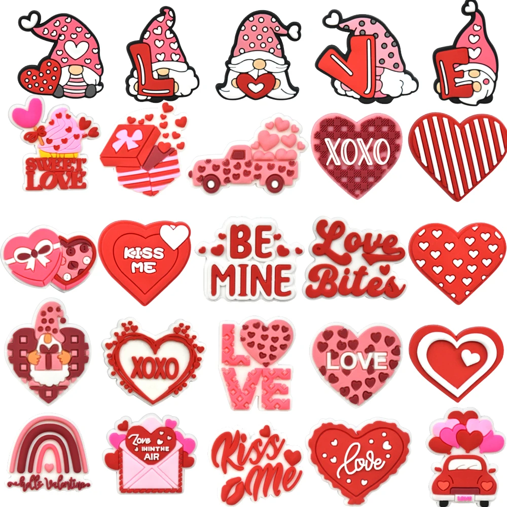 Vendita Calda 1 Pz San Valentino Croc Charms Pin Decorazione Per Crocs Accessori Scarpa Braccialetto Braccialetto Ragazze Donne Regali Del Partito