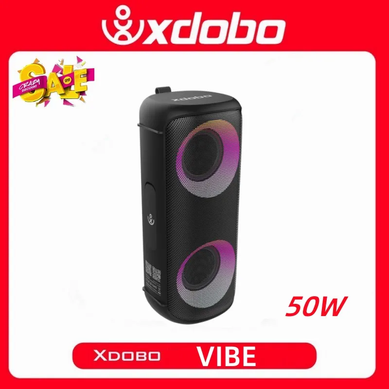 Xdobo Vibe 50W Altoparlante Portatile Wireless Bluetooth Bt 5.0 Dynamic Rgb Light Audio Bass Subwoofer Cilindrico Impermeabile Boombox