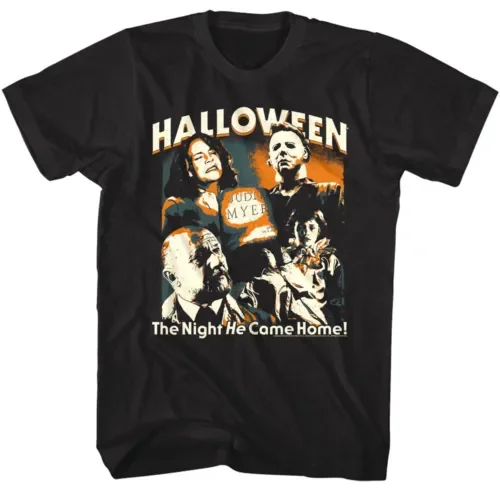 Maglietta Da Uomo Di Halloween Dr Loomis Michael Myers Montage Malse Of Judith Maniche Lunghe O Corte