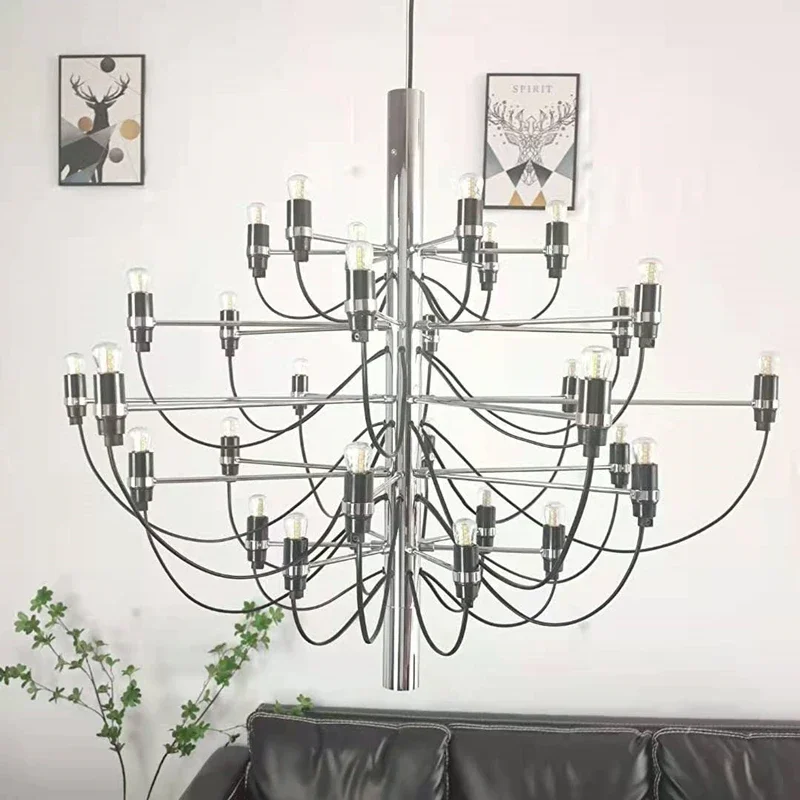 Gino Sarfatti 2097 Lampadario 50 Teste Oro Argento Lampade A Sospensione Soggiorno Hotel Camera Da Letto Decor Cucina Lampada A Sospensione