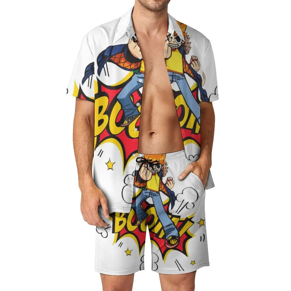 Tuta Da Spiaggia Da Uomo Scott Pilgrim Boom (Scott Pilgrim Vs Th 2 Pezzi Vestito Vintage Beach Vendita Calda