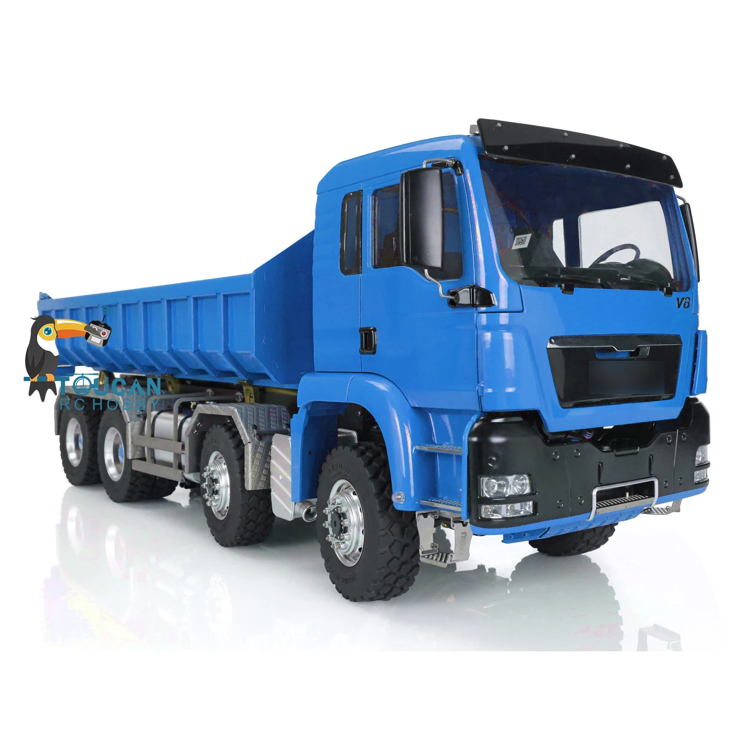 Lesu Metal 1/14 Man Tgs 8*8 Rc Dumper Idraulico Sollevamento Roll On/Off Verniciato Blue Sound Light Model Toys For Boys Thzh0344