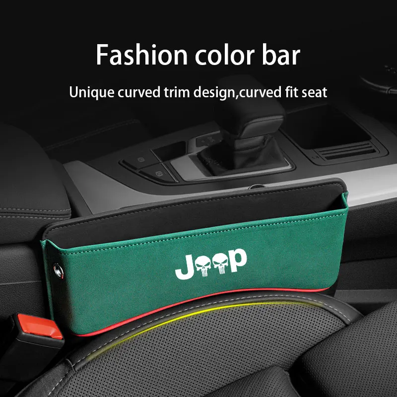 Per Jeep Renegade Commander Wrangler Liberty Cherokee Pu Leather Car Seat Side Storage Pocket Suede Gap Filler Organizer Box