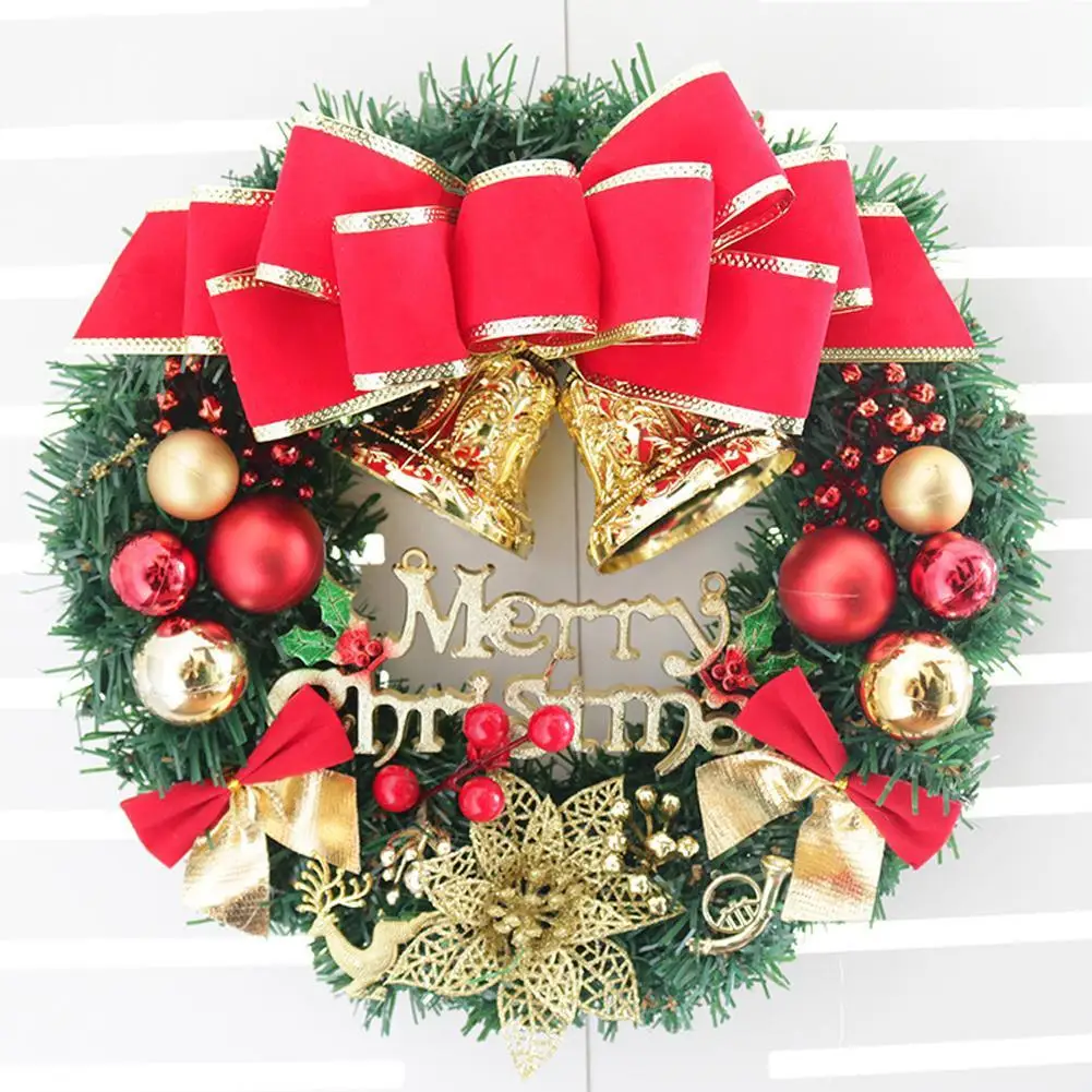 30Cm Merry Christmas Wreath Xmas Door Garland Hanging Oranments Per La Decorazione Domestica 2024 Capodanno Navidad Door Pendant