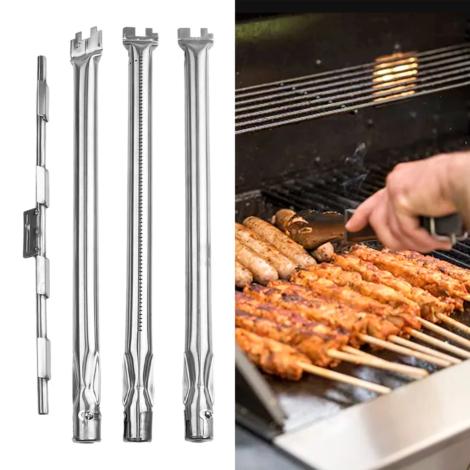 Bruciatore A Griglia A Gas 3 Pezzi Con Tubo Incrociato Tubo Bruciatore In Acciaio Inossidabile 69787 Da 46Cm Per Griglia Weber Spirit E 310 Weber Seri