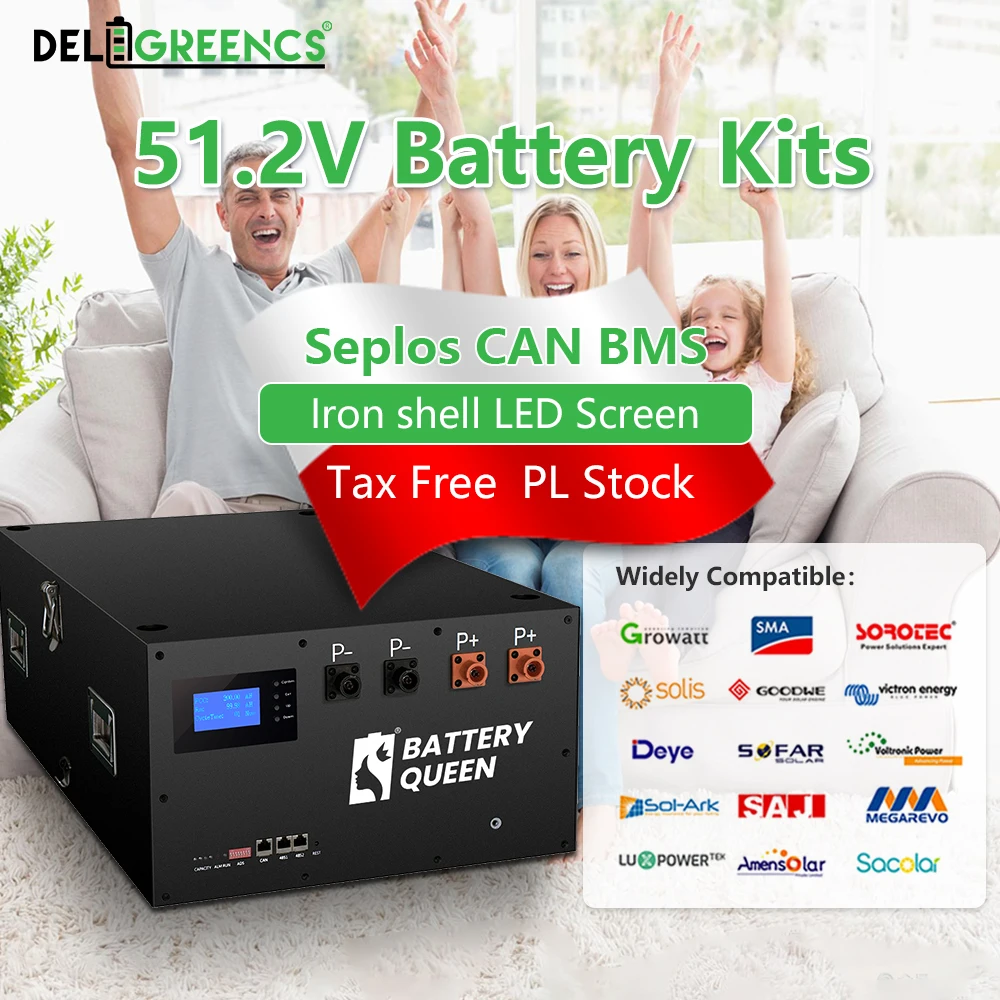 Polonia Kit Batteria 48V 51.2V 280Ah 320Ah Stacked Lifepo4 Battery Case Seplos Can Bms Batterie Ricaricabili Growatt Deye Solar