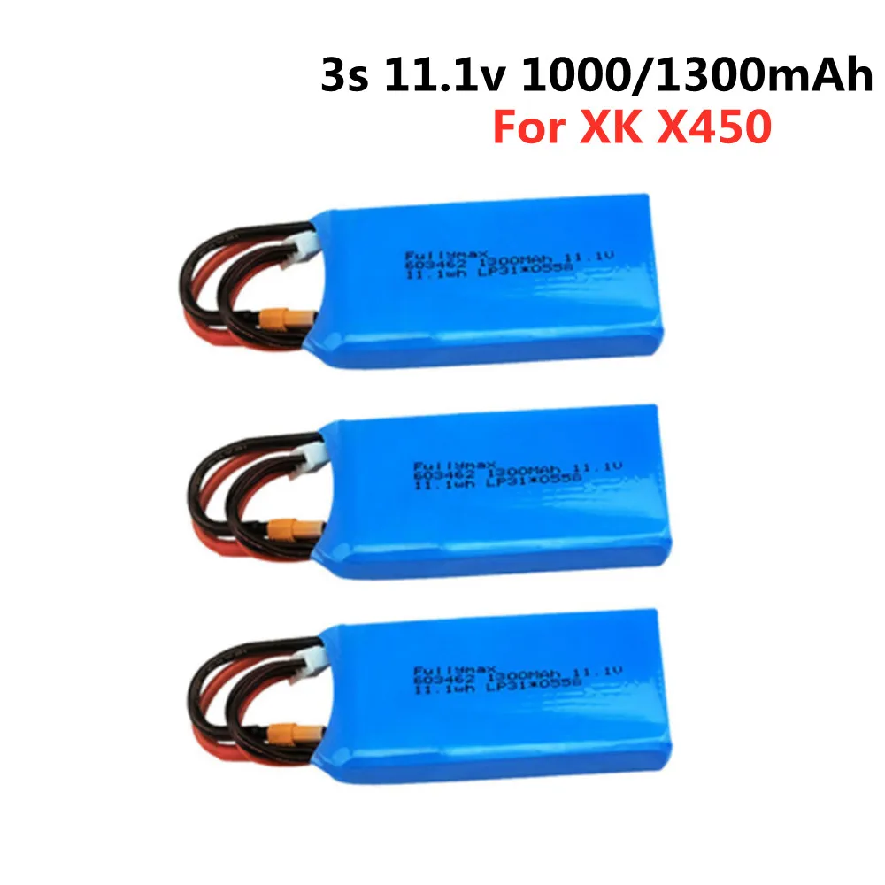 Batteria Lipo 11.1V 1000Mah 1300Mah Per Xk X450 Fpv Rc Drone Pezzi Di Ricambio Batteria Lipo 11.1V Xt30 Spina Per Elicottero Wltoys X450