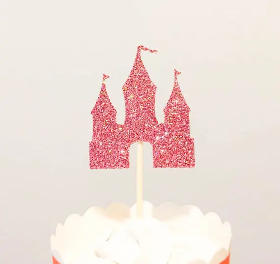 Glitter Castle Cupcake Toppers Nautical Wedding Food Stuzzicadenti Princess Girl Birthday Baby Shower Party Food Picks Cake Decor