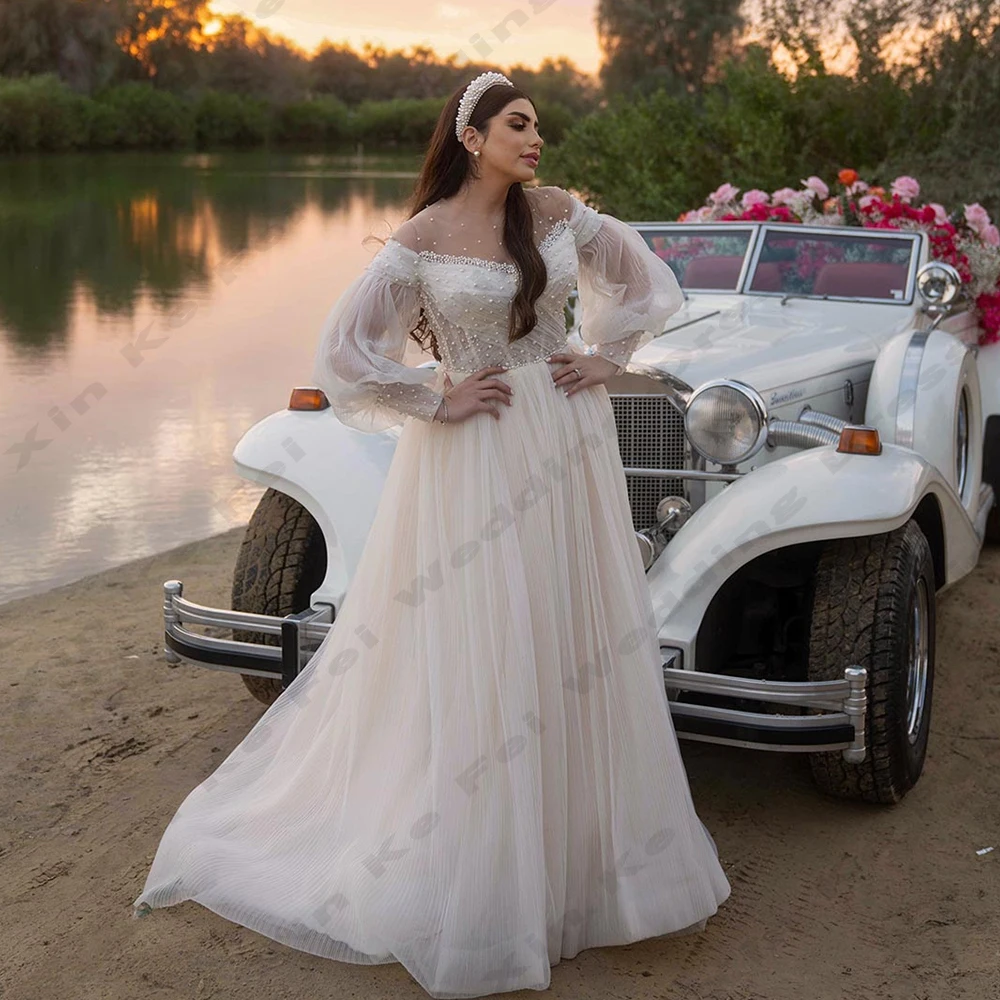 2024 Abiti Da Sposa Da Donna Bohémien A-Line Maniche A Lanterna Abiti Da Sposa Da Principessa Trasparenti Abiti Da Sposa Abiti Da Sposa