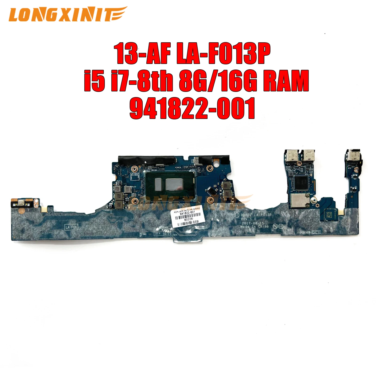 La-F013P Per Scheda Madre Per Laptop Hp Spectre X360 13-Af 13T-Af Con Cpu I5-8250U I7-8550U Ram-8Gb/16Gb 941822-601.
