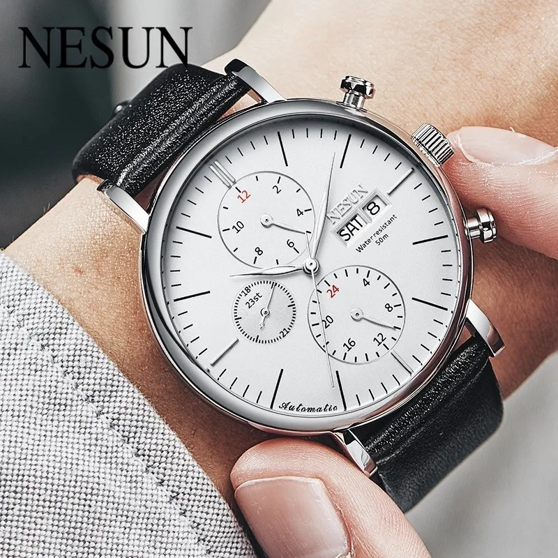Svizzera Nesun Per Uomo Orologio Da Polso Automatico Casual Meccanico Sub Quadrante Sottile Data Maschile Orologio Automatico Reloj Hombre