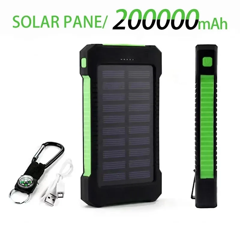 200000Mah Solar Power Bank Outdoor Wild Fishing Camping Alimentatore Di Backup Di Grande Capacità Ricarica Rapida Power Bank