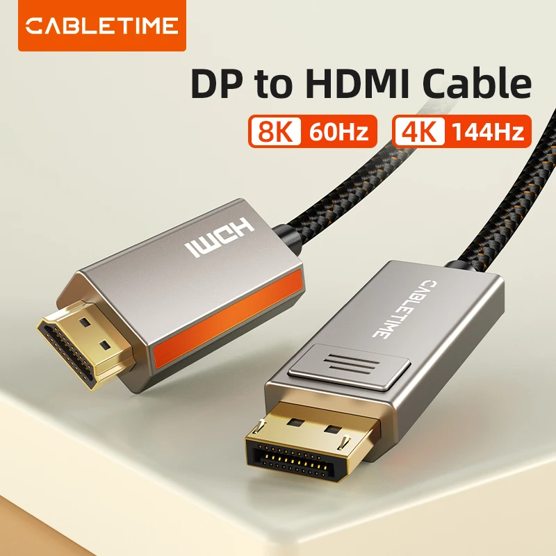 Cabletime 8K Displayport A Cavo Compatibile Hdmi 4K 144Hz In Lega Di Zinco Hdr 10 Per Monitor Tv Desktop Lg Dell Snap Dp Cable C452