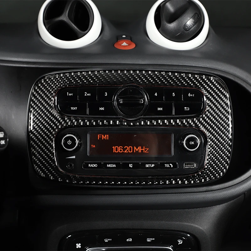 Carbon Fiber Stickers Interior Cd Central Control Panel Frame Car Accessories For Smart 453 Fortwo Forfour 2015-2021