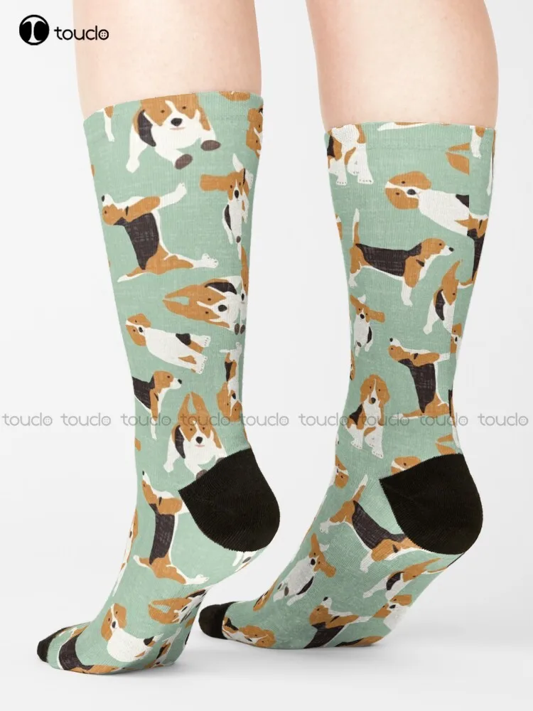 Beagle Scatter Mint Socks Youth Black Soccer Socks Calzini Streetwear Harajuku Personalizzato Personalizzato Unisex Adulto Teen Youth Socks Retro
