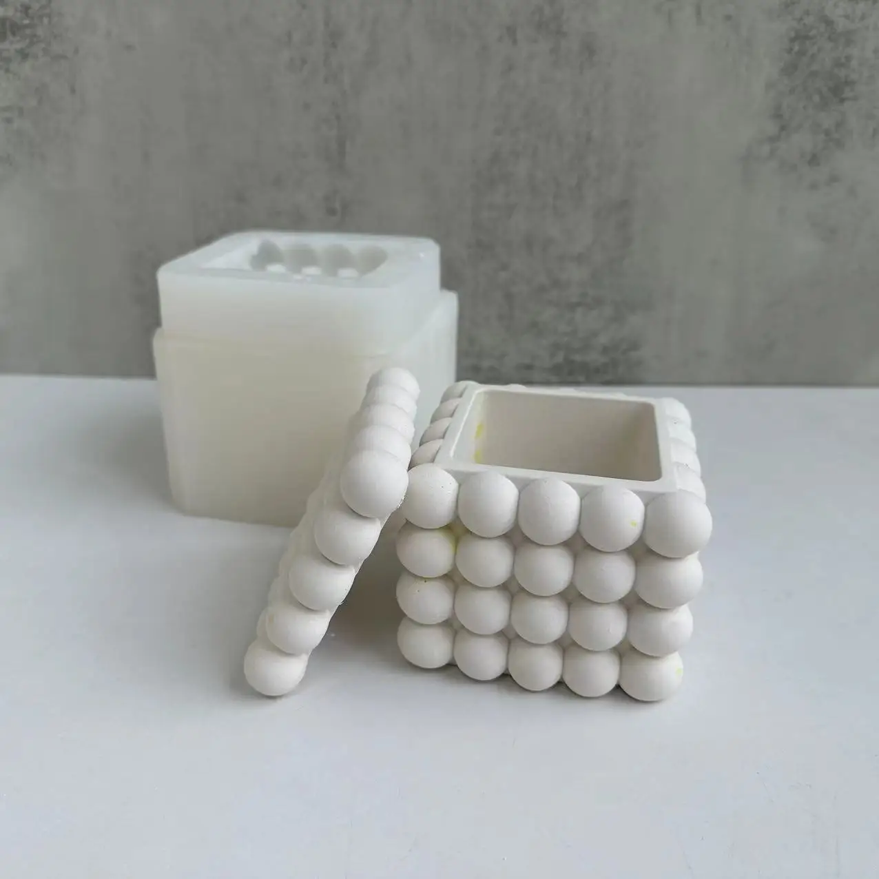Cubo Di Rubik Organizzatore Barattolo Di Candela Stampo In Silicone Con Coperchio Cubo Di Rubik Gesso Stampi In Cemento Vaso Di Fiori Scatola Di Immag