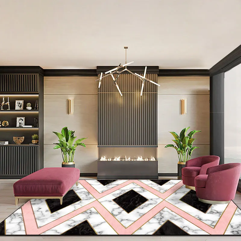 Bubble Kiss Light Luxury Thick Carpet For Living Room Black White Marble Pattern Bedroom Decor Tappeto Comodino Area Tappeto Tappetino