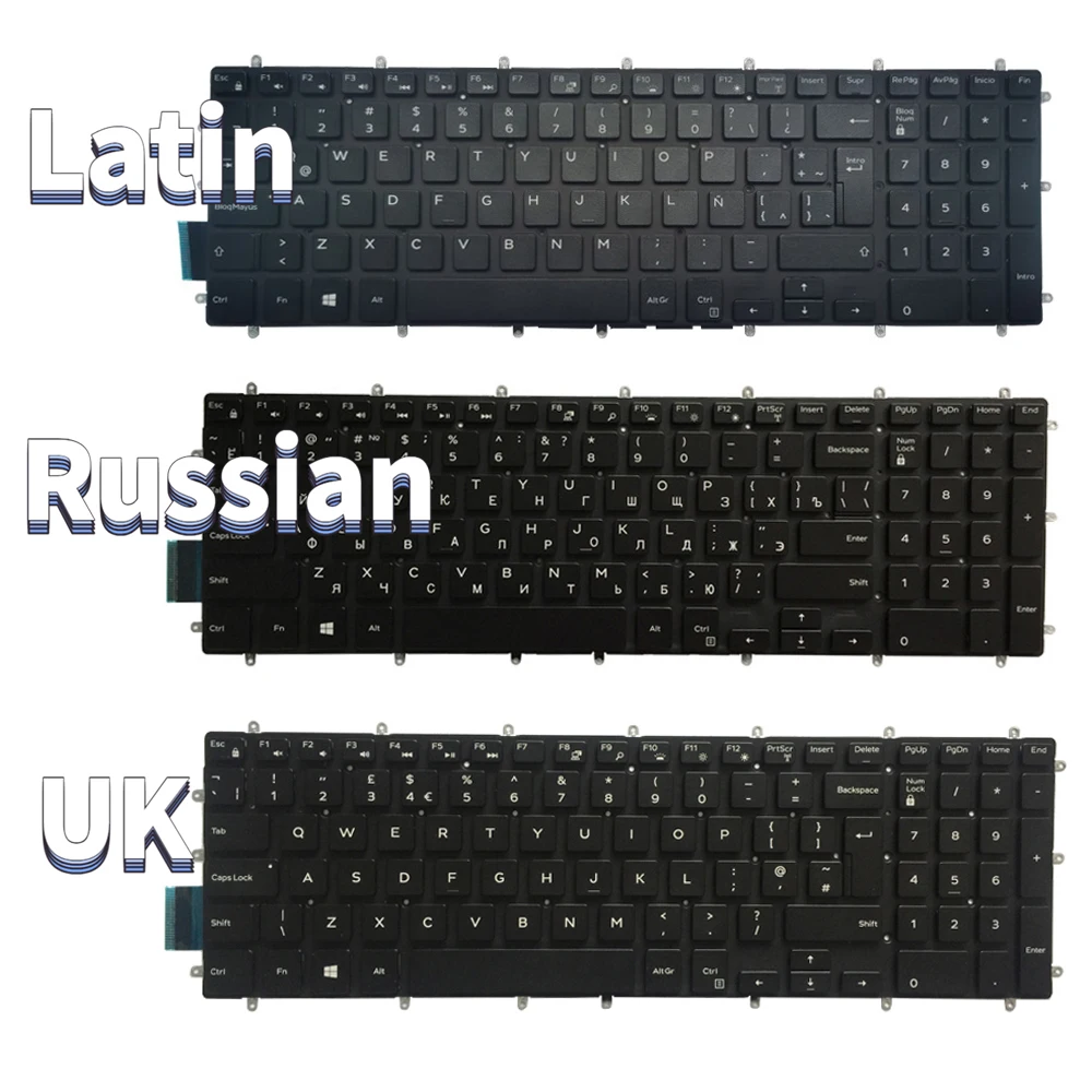 Nuova Tastiera Per Laptop Russo/Latino/Regno Unito Per Dell Inspiron 15 5570 5575 5770 5775 17 5765 5767 5770 5775 Con Retroilluminazione