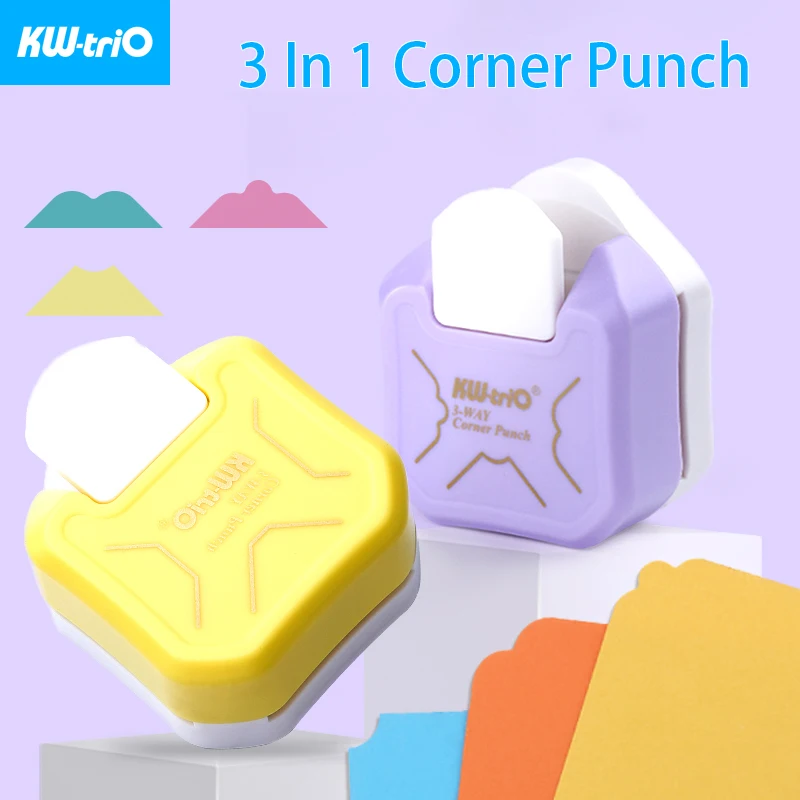 Kw-Trio Mini Punch Machine 3-In-1 Corner Trimmer Punch Corner Round Paper Cutter Carta Fai Da Te Photo Planner Forniture Per Taglio Ad Angolo