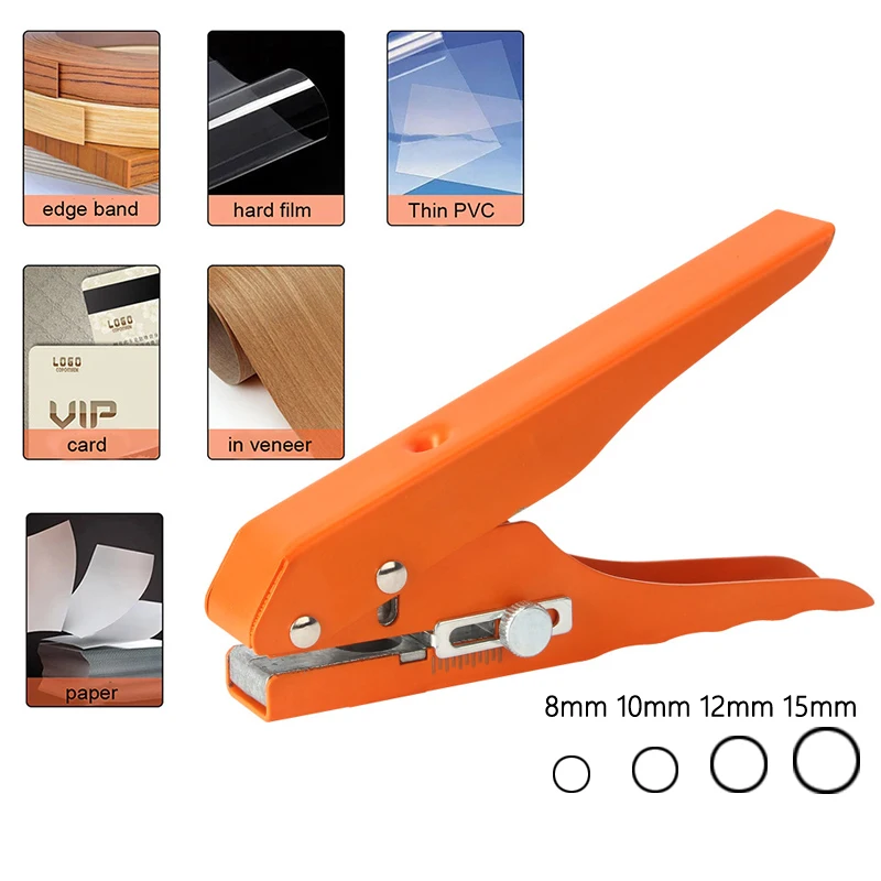 8Mm/10Mm/12Mm/15Mm Circle Hole Punch Paper Punch Hand-Held Round Single Hole Punch Per Carte D'Identità Carte In Pvc Badge Foto