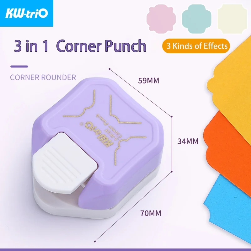Kw-Trio 3-In-1 Mini Paper Corner Trimmer Puncher Corner Punch Machine Round Corner Cutter Diy Paper Card Photo Planner Cutting