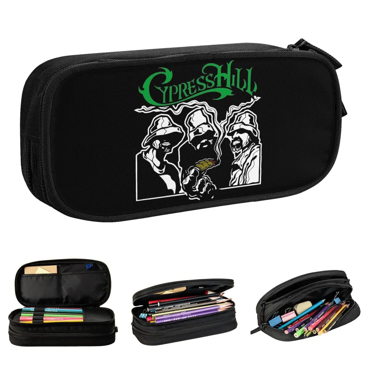 Hip Hop Cypress Hill Trio On Joint Pencil Case Doppio Strato Accessori Per Ufficio Di Grande Capacità Astuccio Per Matite Stationer