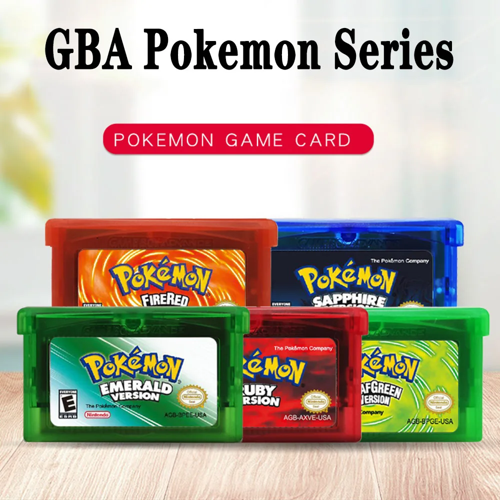 Pokemon Serie Gba Cartuccia Per Videogiochi A 32 Bit Scheda Console Pokemon Emerald Rassodato Foglia Rubino Zaffiro Versione Uas/Eur