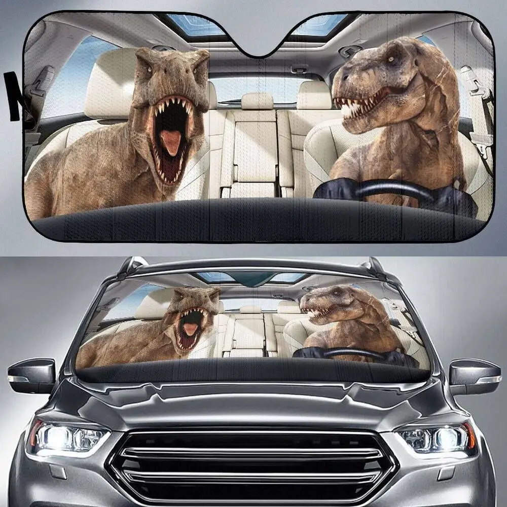 Tyrannosaurus Rex Primeval Forest Design Car Sun Shade Windshield Fold-Up 3D Cool Sunshade For Windshields Car Accessories Cover
