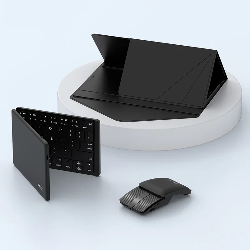 Portable Mini Three Folding Bluetooth Keyboard Mouse Wireless Foldable Keypad For Ios Android Windows Ipad Tablet Stand Keyboard