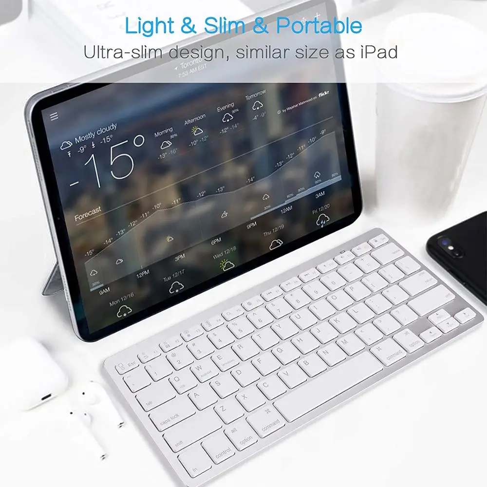 Tastiera Bluetooth Wireless Ultrasottile Per Tastiera Ipad,Iphone,Samsung ,Android, Windows, Pc, Tablet