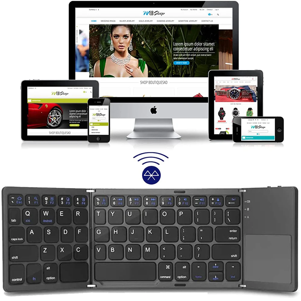 Nuova Mini Tastiera Bluetooth Portatile A Tre Tastiere Touchpad Pieghevoli Senza Fili Pieghevoli Per Android Windows Ipad Tablet Office