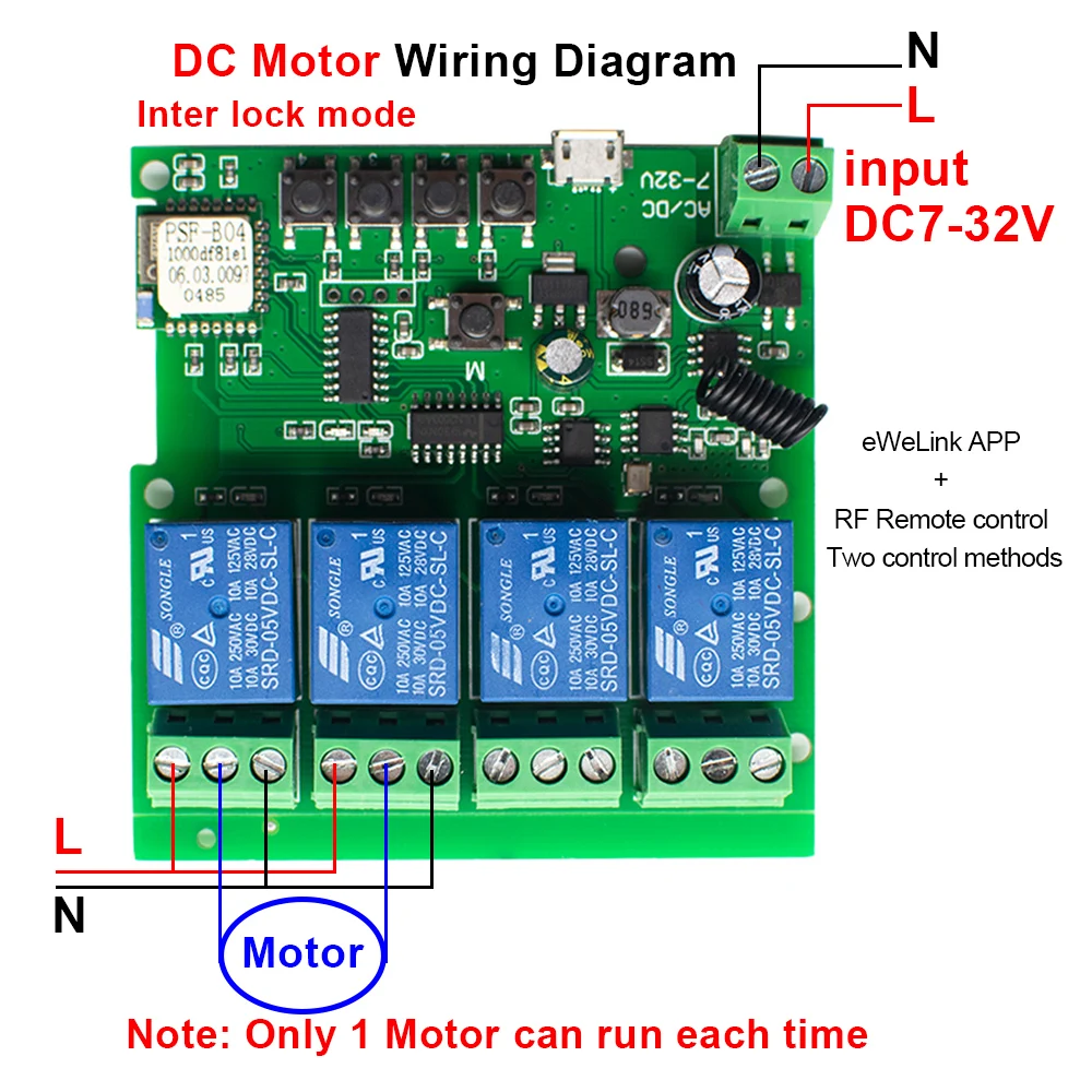 Ewelink Smart Relay Automation Switch Dc7-32V Rf433Mhz Ricezione Relè 12A Compatibile Con Alexa Google Assistant