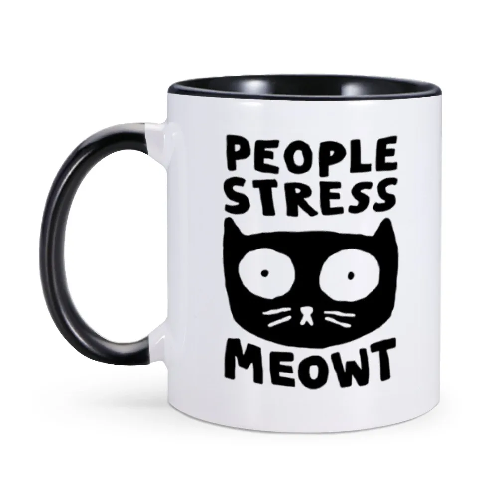 Persone Stress Meowt Tazza Da Caffè Tazza Divertente Home Office Drinkware 11 Oz Ceramica Acqua Tazza Da Tè Per Best Friend Family Sister Women