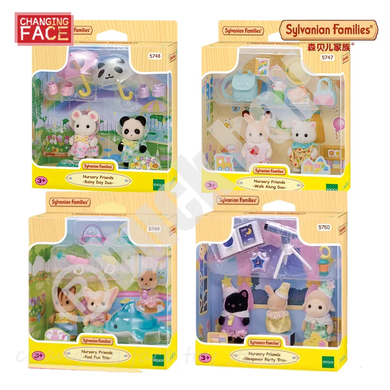 Original Sylvanian Family Nursery Friends Figure Kawaii Kindergarten Baby Waterproof Starry Sky Sylvanian Doll Forest Family To