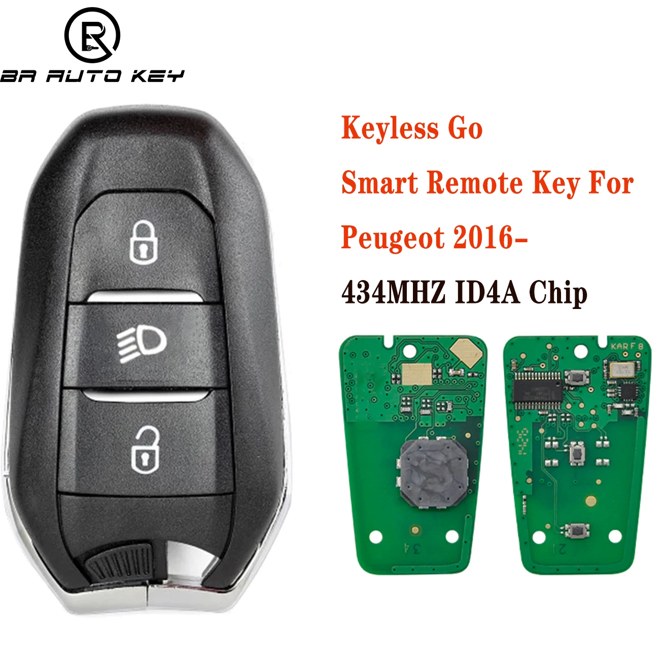 Keyless Go Entry Fob Faro Promixity Key Per Peugeot 208 308 408 4008 508 5008 Key 2016-2019 Id4A Chip 433Mhz Auto Smart Key