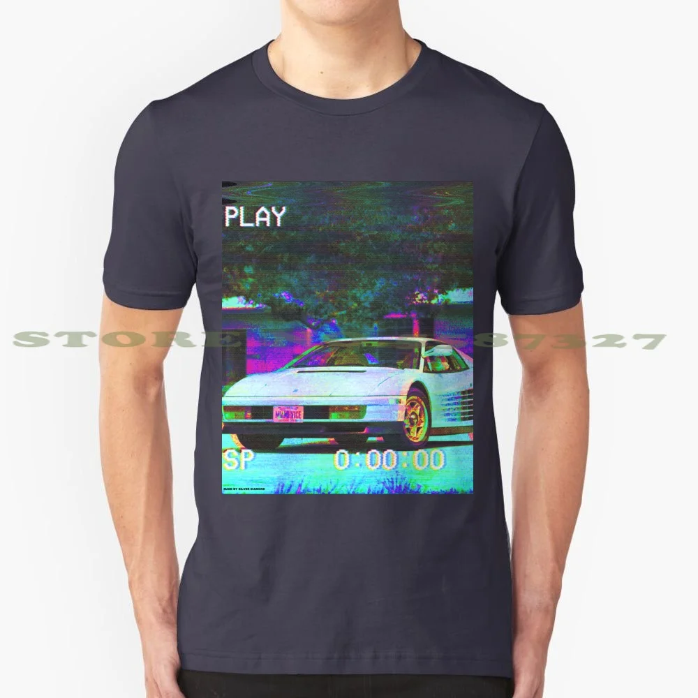 Maglietta Divertente Estiva Testarossa Per Uomo Donna Estetica Testarossa Miami Vice 80S Retro Supercar Italy Vhs