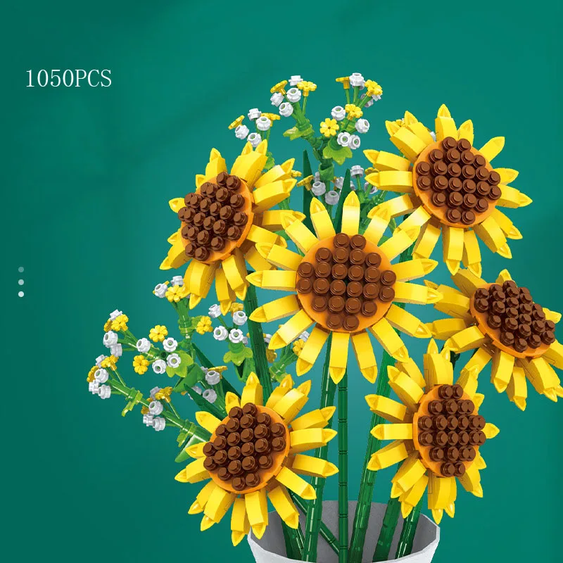 Fiore Creativo Girasole Moc Building Block Oriole Herb Brick Bouquet Assemblare La Collezione Di Giocattoli Educativi Per I Regali Delle Ragazze