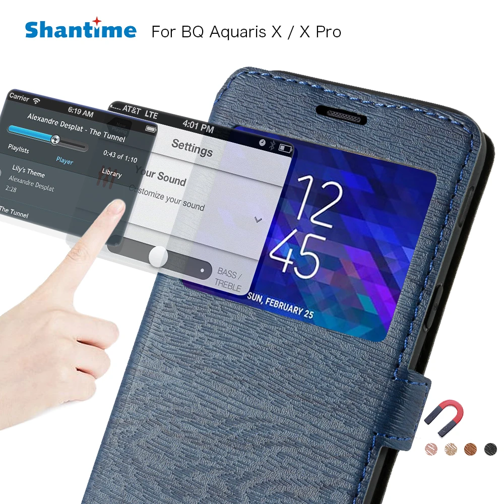Dell'Unità Di Elaborazione Del Cuoio Del Telefono Di Caso Per Bq Aquaris X X Pro Di Vibrazione Di Caso Per Bq Aquaris X5 Plus Finestra Di Visualizzazi