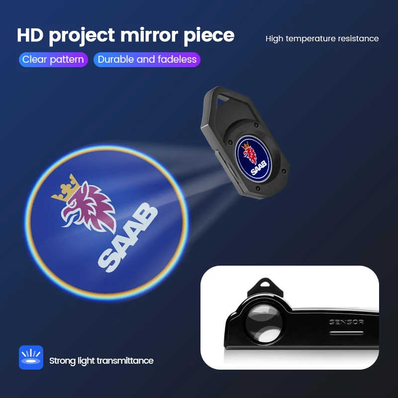 Led Car Logo Door Welcome Lights Proiettore Wireless Laser Per Saab Scania 93 95 9000 900 9-4X 9-7X 9-2X 9-X 600 99 97 Monster