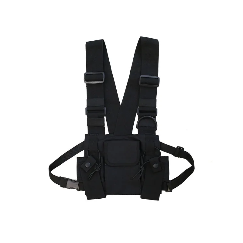 Radio Walkie Talkie 3 Pocket Chest Pack Bag Harness Con Cerniera Per Motorola Baofeng Kenwood Front Pack Vest Pouch Carry Case