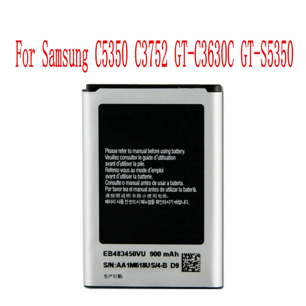 Nuova Batteria Eb483450Vu Per Telefono Cellulare Samsung C5350 C3752 Gt-C3630C Gt-S5350